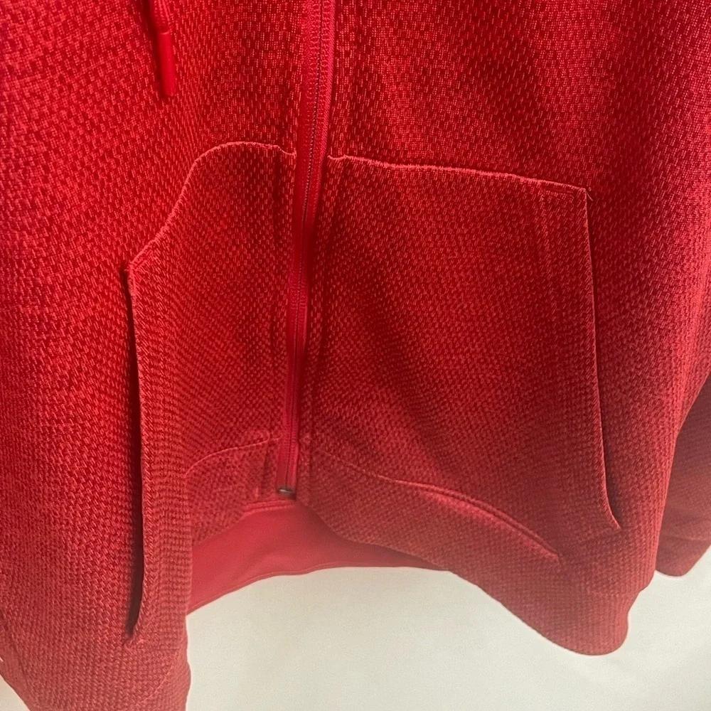Adidas Red Full Zip Hoodie Sweatshirt Small S Logo Front Pockets Drawstring